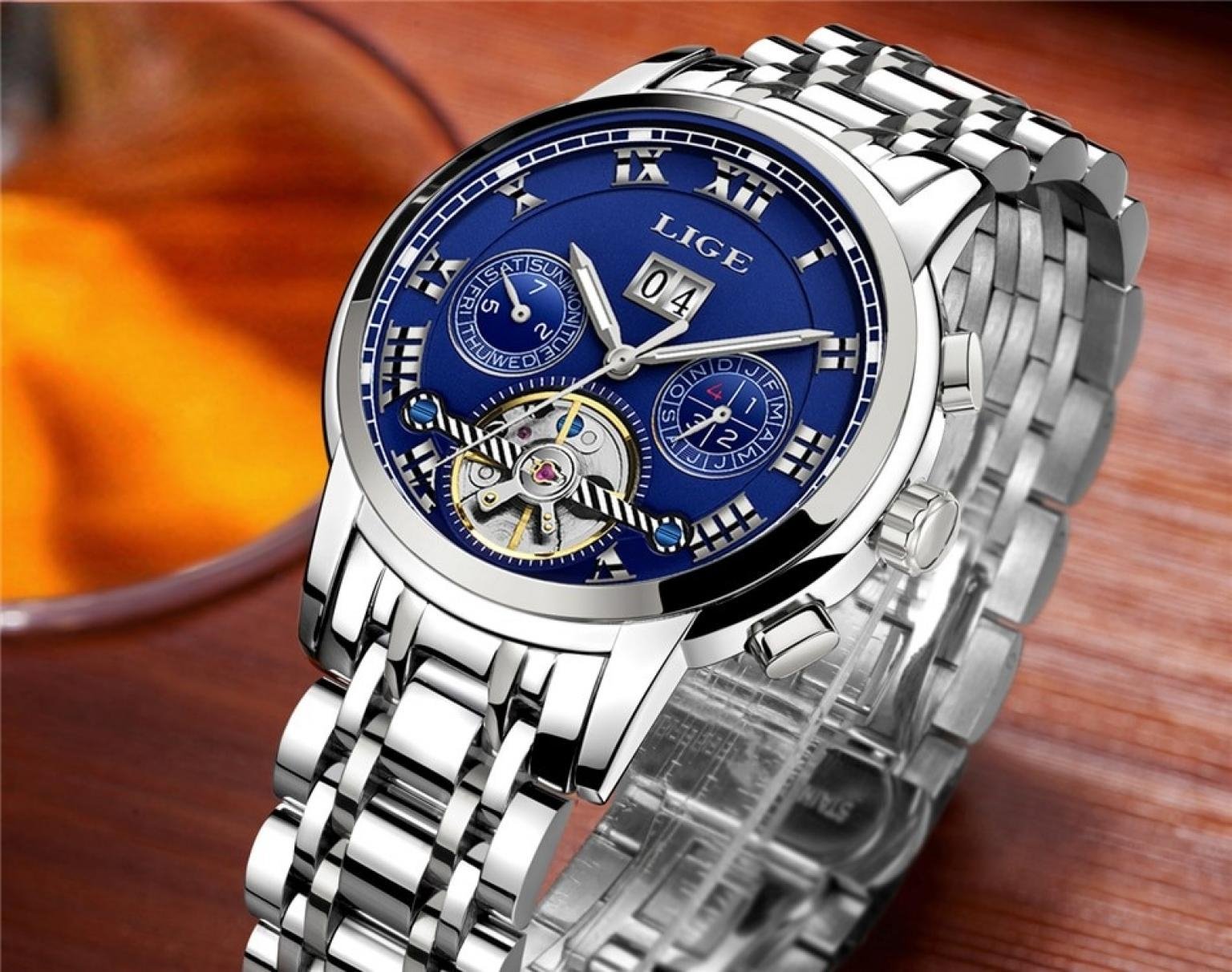 New LIGE Original Brand Watch Men Top Luxury Automatic Mechanical Watch Men Stainless Steel Clock Business Watches  9861